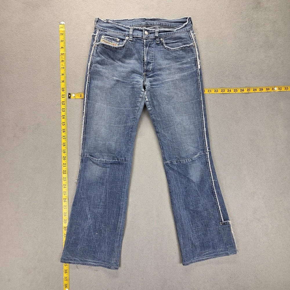 Diesel Jeans Womens 28x34 Blue Daze‎ Low Rise Bootcut Italy Altered Hem 00865
